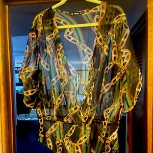 3XL SHEIN Sheer Gold Link Bodysuit